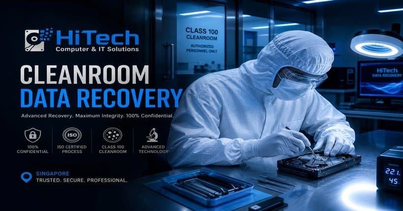 Cleanroom data recovery in Singapore — Class 100 certified environment for hard drive platter recovery